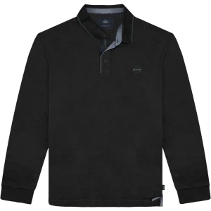 Duża męska koszulka polo z długim rękawem Double Urban Outfitters PS-3058 czarna