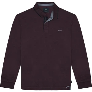 Duża męska koszulka polo z długim rękawem Double Urban Outfitters PS-3058 bordowa