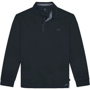 Duża męska koszulka polo z długim rękawem Double Urban Outfitters PS-3058 granatowa