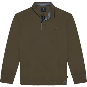 Duża męska koszulka polo z długim rękawem Double Urban Outfitters PS-3058 jasnobrązowa