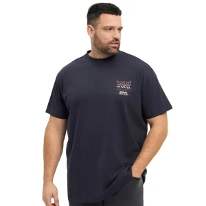 Duży męski t-shirt z nadrukiem na piersi koszulka z krótkim rękawem North Latitude  53330-0581 granatowa