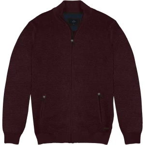 Duży męski rozpinany sweter ze stójką Double Urban Outfitters KNIT-8024 bordowy