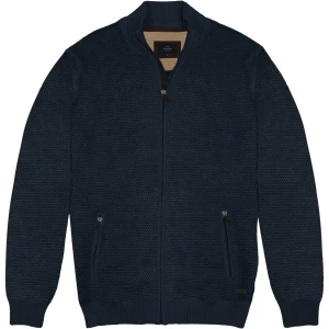 Duży męski rozpinany sweter ze stójką Double Urban Outfitters KNIT-8024 granatowy