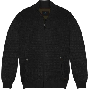 Duży męski rozpinany sweter ze stójką Double Urban Outfitters KNIT-8024 czarny