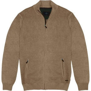 Duży męski rozpinany sweter ze stójką Double Urban Outfitters KNIT-8024 beżowy