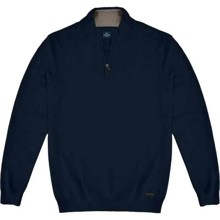 granatowy sweter z krotkim zamkiem