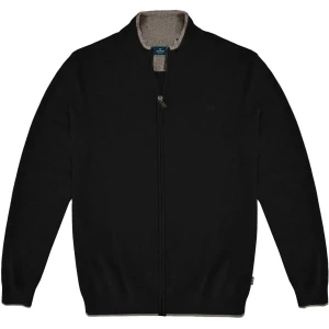 Duży męski sweter gładki zapinany na zamek Double Urban Outfitters KNIT-8021 czarny