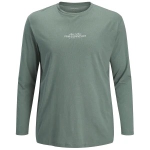 Duża męska koszulka z długim rękawem longsleeve z napisami Jack & Jones 12288173 szaroniebieski