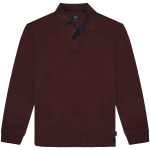 Duża męska koszulka polo z długim rękawem Double Urban Outfitters PS-3057 bordowa
