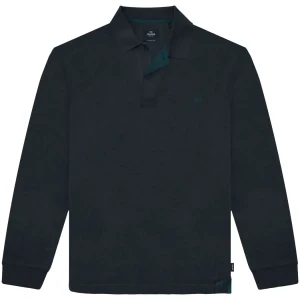 Duża męska koszulka polo z długim rękawem Double Urban Outfitters PS-3057 granatowa