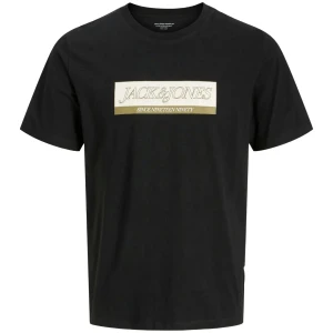 Duża męska koszulka t-shirt  z nadrukiem Jack & Jones 12289128 czarny
