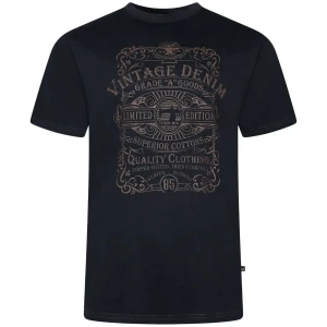 Duża męska koszulka t-shirt z dużym nadrukiem Kam 5786 czarna 
