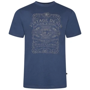 Duża męska koszulka t-shirt z dużym nadrukiem Kam 5786 ciemnoniebieski