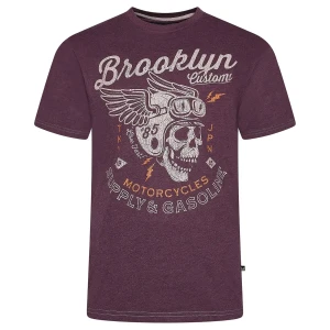Duży męski t-shirt koszulka z nadrukiem Brooklyn Kam 5788 bordowa