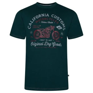Duży męski t-shirt z nadrukiem motoru koszulka Kam 5787 morska