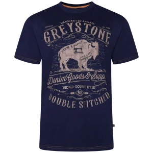 Duża męska koszulka t-shirt z nadrukiem Kam 5790 granatowa