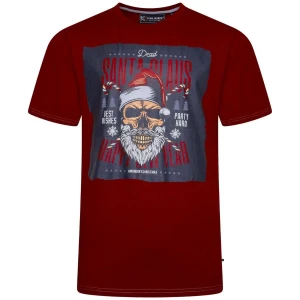 Duży męski t-shirt koszulka z nadrukiem świątecznym Kam X034 czerwona