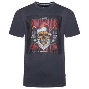 Duży męski t-shirt koszulka z nadrukiem świątecznym Kam X034 ciemnoszara