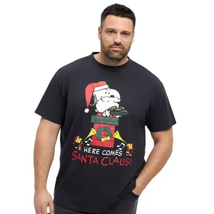 Duży męski t-shirt z efektownym świątecznym nadrukiem koszulka z krótkim rękawem North Latitude 53352-0099 czarna
