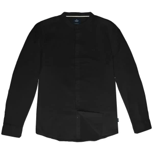 Duża męska koszula gładka z długim rękawem ze stójką Double Urban Outfitters FS-5120 czarna