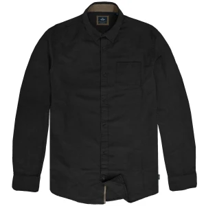 Duża męska koszula gładka z długim rękawem z kołnierzykiem Double Urban Outfitters GS-5115 czarna
