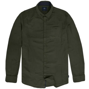 Duża męska koszula gładka z długim rękawem z kołnierzykiem Double Urban Outfitters GS-5115 khaki