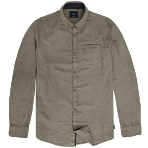 Duża męska koszula gładka z długim rękawem z kołnierzykiem Double Urban Outfitters GS-5115 szarobeżowa
