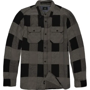 Duża męska koszula w kratę z długim rękawem Double Urban Outfitters GS-5122 szaro-czarna