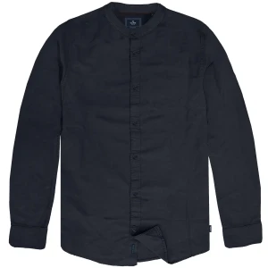 Duża męska koszula gładka z długim rękawem ze stójką Double Urban Outfitters GS-5133 granatowa