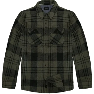 Duża męska koszula w kratę z długim rękawem Double Urban Outfitters GS-5122 khaki