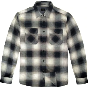 Duża męska koszula w kratę z długim rękawem Double Urban Outfitters GS-5122 czarno-beżowa