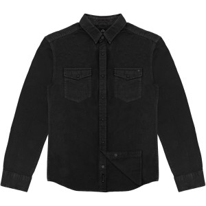 Duża męska koszula gładka z długim rękawem z kołnierzykiem Double Urban Outfitters GS-5126 czarna