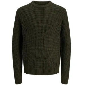 Duży męski sweter wkładany przez głowę Jack & Jones 12287722 ciemnozielony