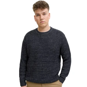 Duży męski sweter wkładany przez głowę Jack & Jones 12287722 granatowy melanżowy