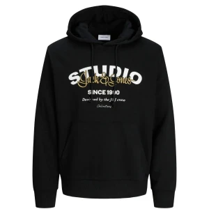 Duża męska bluza wkładana przez głowę z kapturem Jack & Jones 12285588 czarna