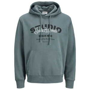Duża męska bluza wkładana przez głowę z kapturem Jack & Jones 12285588 szaroniebieska 