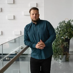 Duża męska koszula gładka z długim rękawem z kołnierzykiem Double Urban Outfitters GS-5115 morska