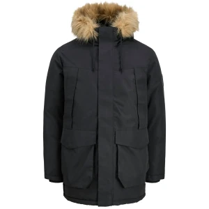 Duża męska kurtka z kapturem parka Jack & Jones 12285649 czarna