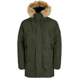 Duża męska kurtka z kapturem parka Jack & Jones 12285649 khaki