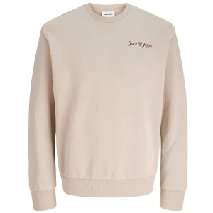 Duża męska bluza wkładana przez głowę z napisem na plecach Jack & Jones 12285534 beżowoszara