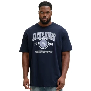 Duża męska koszulka z nadrukiem t-shirt Jack & Jones 12279704 granatowy