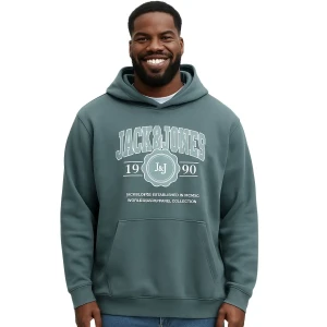 Duża męska bluza wkładana przez głowę Jack & Jones 12279622 szaroniebieska