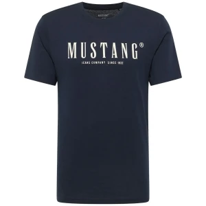 Duża męska koszulka t-shirt z nadrukiem Mustang 1017125-4136 granatowy
