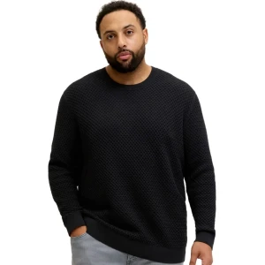 Duży męski sweter waflowy wkładany przez głowę Jack & Jones 12287850 czarny 