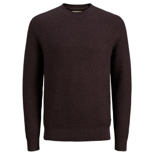 Duży męski sweter waflowy wkładany przez głowę Jack & Jones 12287850 ciemnofioletowy