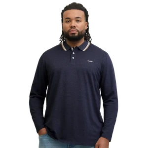 Duża męska koszulka polo z długim rękawem Jack & Jones 12287555 granatowa