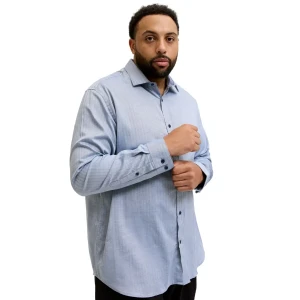 Duża męska koszula w paski długi rękaw Jack & Jones 12292159 błękitna