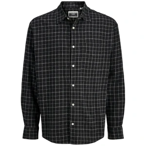 Duża męska flanelowa koszula z długim rękawem w  kratę Jack & Jones 12291881 czarna