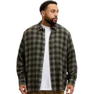 Duża męska flanelowa koszula z długim rękawem w  kratę Jack & Jones 12291881 czarno-zielona