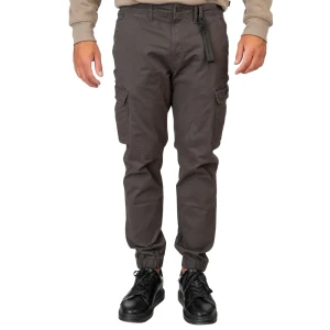 Duże męskie spodnie bojówki ze ściągaczem Double Urban Outfitters CCP-4066 ciemnoszare